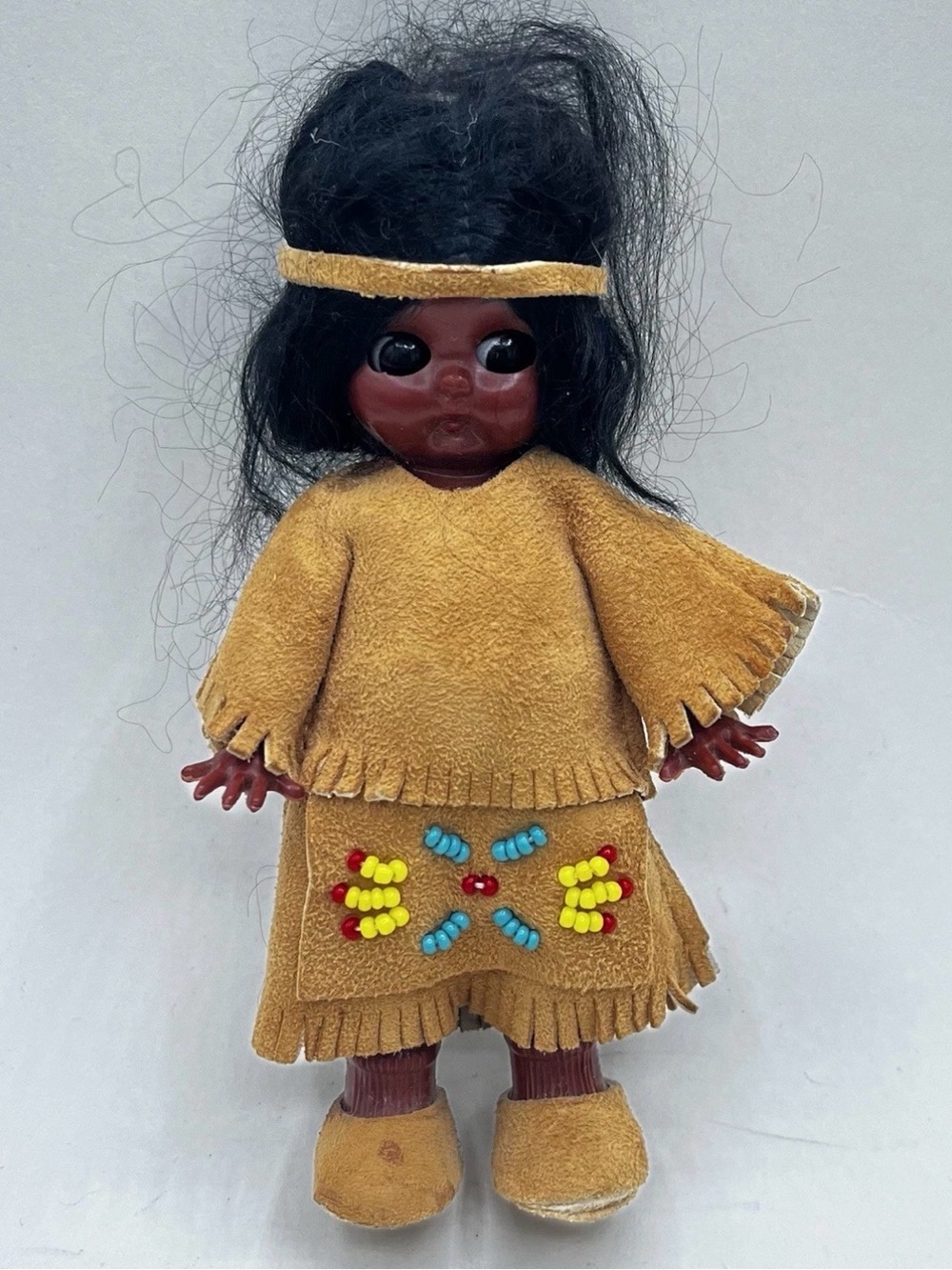 6" VTG Native American Mohawk Princess 6-30 By Carlson Dolls Beaded Leather USA